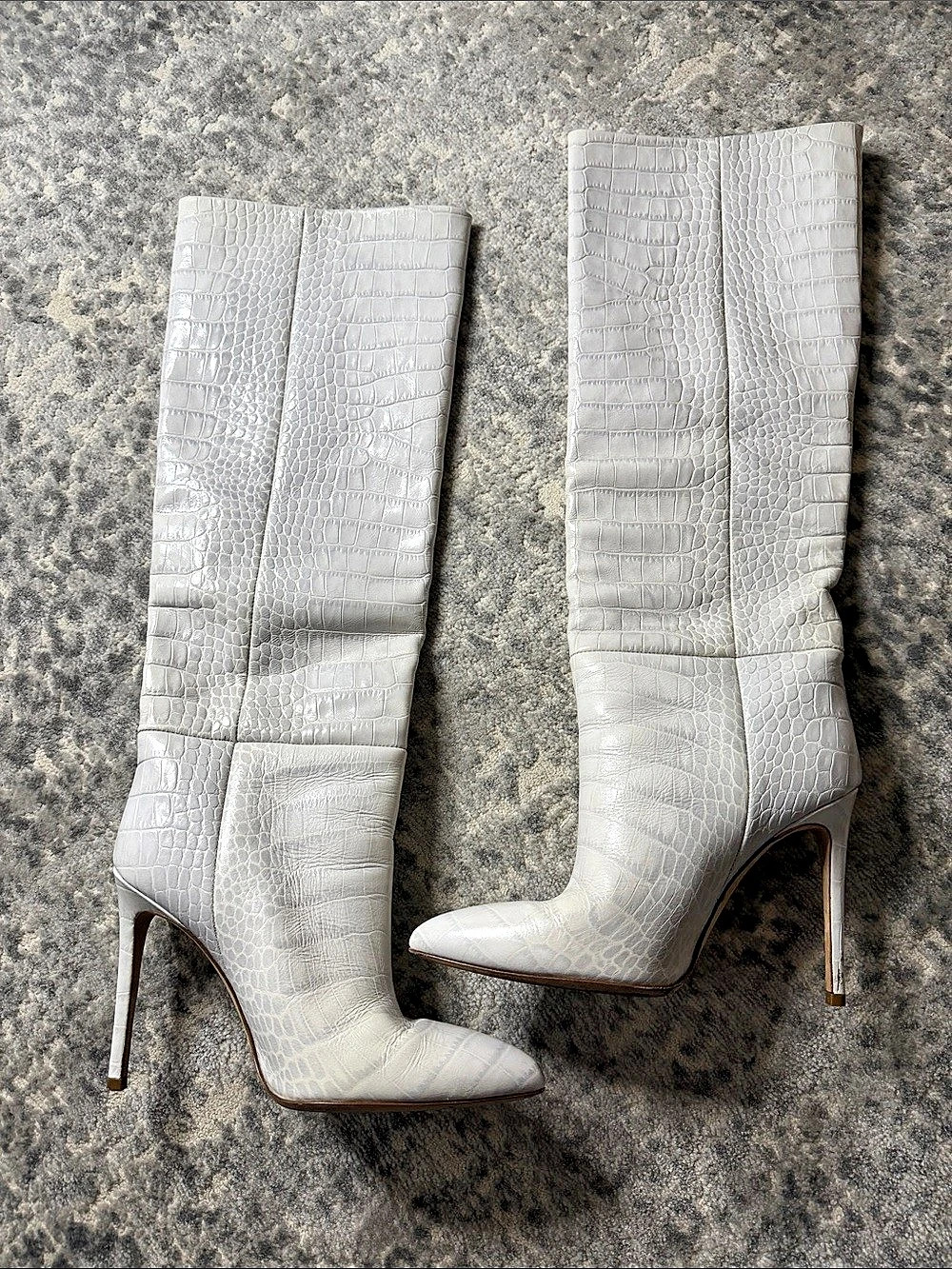 Paris Texas Stiletto Croc-Effect Leather Knee Boots